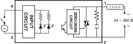 Иллюстрация: Схема подключения твердотельных реле FOTEK серии SSR-K тип AC-AC